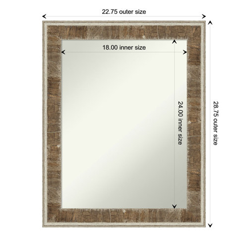 Amanti Art Farmhouse Brown Wood Bathroom Vanity NonBeveled Wall Mirror